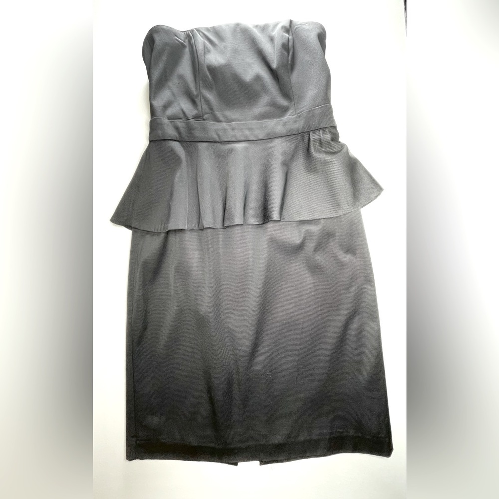 White House Black Market | Black Strapless Peplum Dress | Size 10
